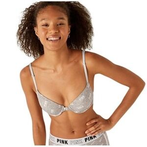 PINK Victoria's Secret Classic Stormy White Wear Everywhere Push Up Bra Size 38C